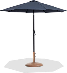 Fiji - Aluminum Patio Umbrella With Round Teak And Black Base