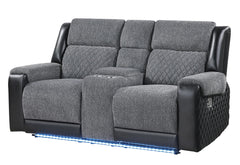 U5914 - 3 Piece Living Room Set (Reclining Sofa / Console Reclining Loveseat / Recliner) - Gray / Black