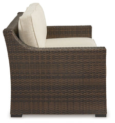 Wellingtons Peak - Beige / Dark Brown - Sofa With Cushion