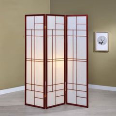 Katerina - 3-Panel Room Divider Folding Shoji Screen - Cherry