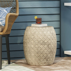 Outdoor Lightweight Concrete Side Table - Antique Yellow
