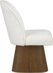 Marlowe - Linen Textured Fabric Upholstered Swivel Dining Side Chair - Stained Brown
