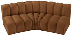 Arc - Velvet 3 Piece Modular Corner Sofa - Saddle