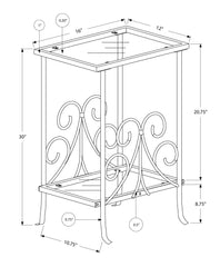 Accent Table, Side Tempered Glass, Transitional - Silver