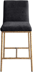 Reeves - Chenille Fabric Upholstered Counter Stool (Set of 2) - Gold Base