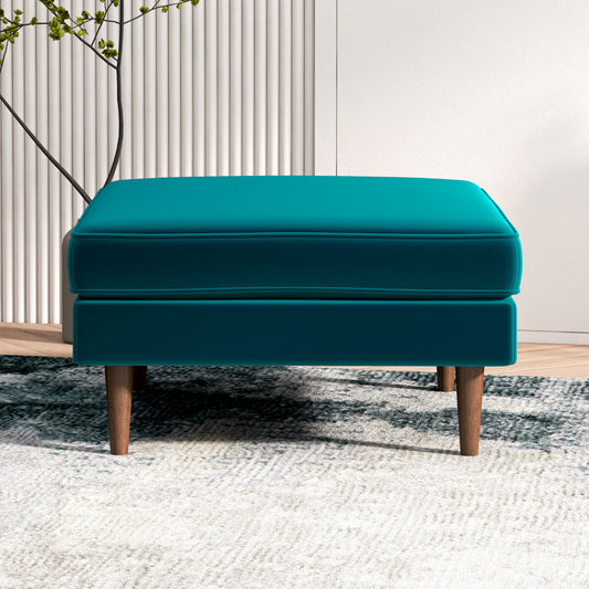 Amber - Square Upholstered Ottoman Linen
