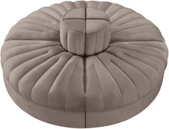 Rummi - Round Velvet Performance Fabric Upholstered 4 Piece Modular Sofa