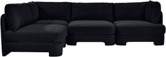 Hammond - Velvet Performance Fabric Upholstered 4 Piece Armless Sectional