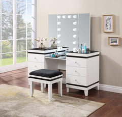 Talei - 6-Drawer Vanity Set With Lighting - Black And White