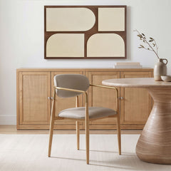 Ronda - Vegan Leather Upholstered Dining Arm Chair - Natural Legs