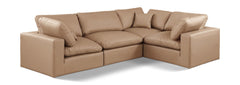 Comfy - 4 Piece Faux Leather Modular Sectional - Tan