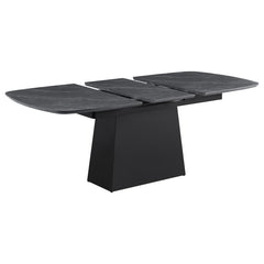 Potero - Faux Marble Extension Leaf Dining Table - Black