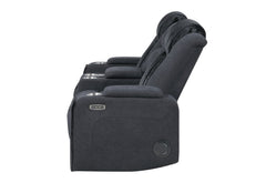 U8000 - Power Reclining Loveseat With Console, Power Headrest, LED Light, Bluetooth Speaker - Black