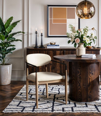 Riccio - Faux Leather Dining Arm Chair (Set of 2) - Natural Frame