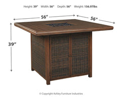 Paradise Trail - Medium Brown - Square Bar Table w/Fire Pit
