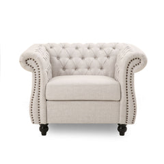 Nexuson - Upholstered Chesterfield Chair With Deep Tufted And Nailhead Trim
