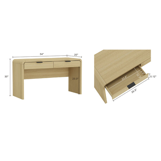 Grace - Office Desk & 2 Drawers - Oak