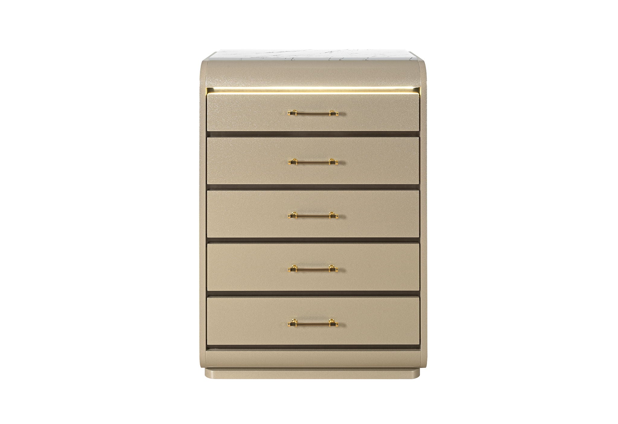 Genesis - 5 Piece King Bedroom Set (Bed, Dresser & Mirror, Nightstand, Chest) - Gold