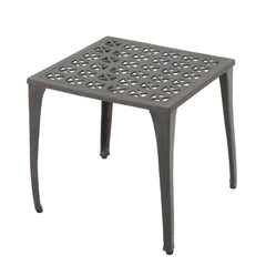 Lunaire - Outdoor Square Cast Aluminum Side Table With Lattice Top And Curved Legs - Bronze