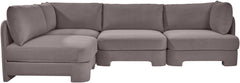 Hammond - Velvet Performance Fabric Upholstered 4 Piece Armless Sectional
