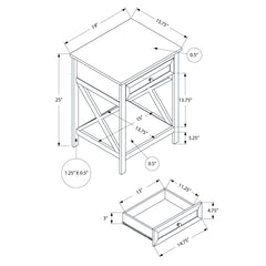 Accent End Table, 2 Tier, Storage Drawer, Transitional Style