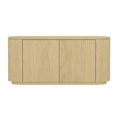 Olivia - Sideboard With 4 Adjustable Shelves With Handle Free Doors And Rounded Edges - Oak