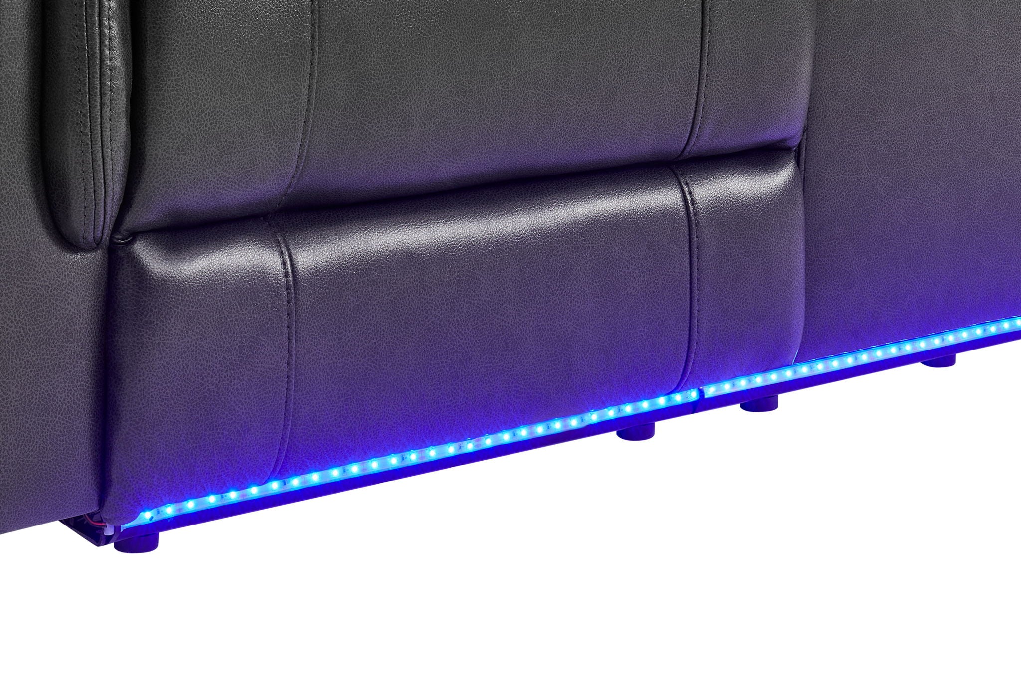 U8879 - Power Console Reclining Loveseat With LED, Global Surround System & Audio Subwoofer - Charcoal