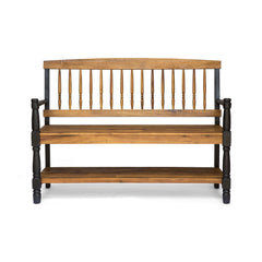 Slatted Bench With Built In Shelf