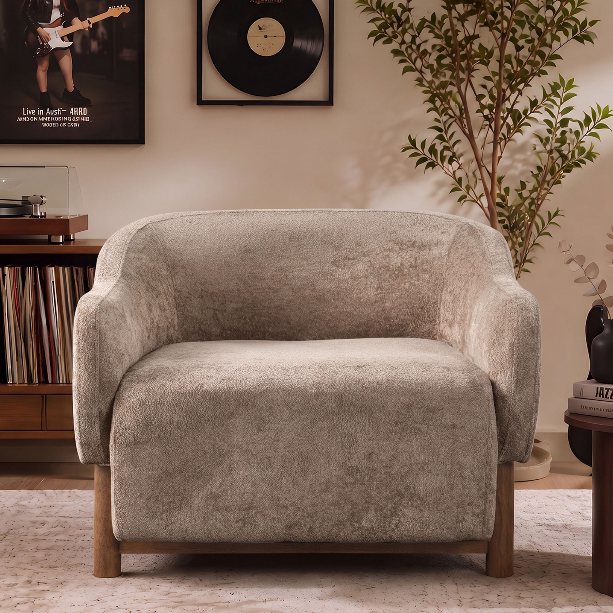 Modern Accent Chair With Recessed Arms And Tight Back