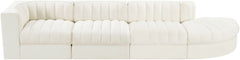 Rummi - Velvet Performance Fabric Upholstered 4 Piece Modular Sectional With Reverse Corner Chair