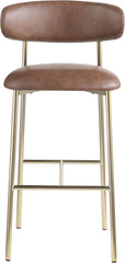 Lupita - Vegan Leather Upholstered Bar Stool With Brushed Gold Frame (Set of 2)