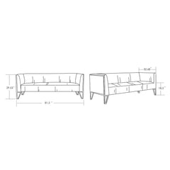 Vector - 3 Seat Sofa - Gray