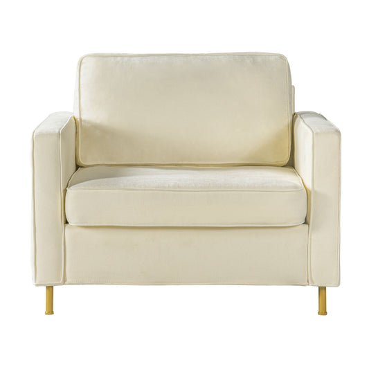 Accent Chair Upholstered Single Sofa With Square Arms, Sewn Pillow Back For Living Room
