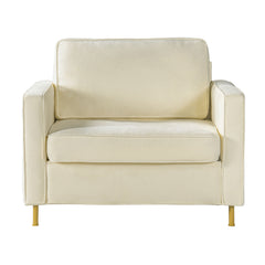 Accent Chair Upholstered Single Sofa With Square Arms, Sewn Pillow Back For Living Room
