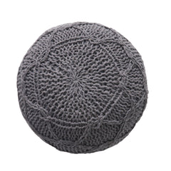 Malibu - Modern Knitted Wool Round Pouf With Handcrafted Design - Charcoal