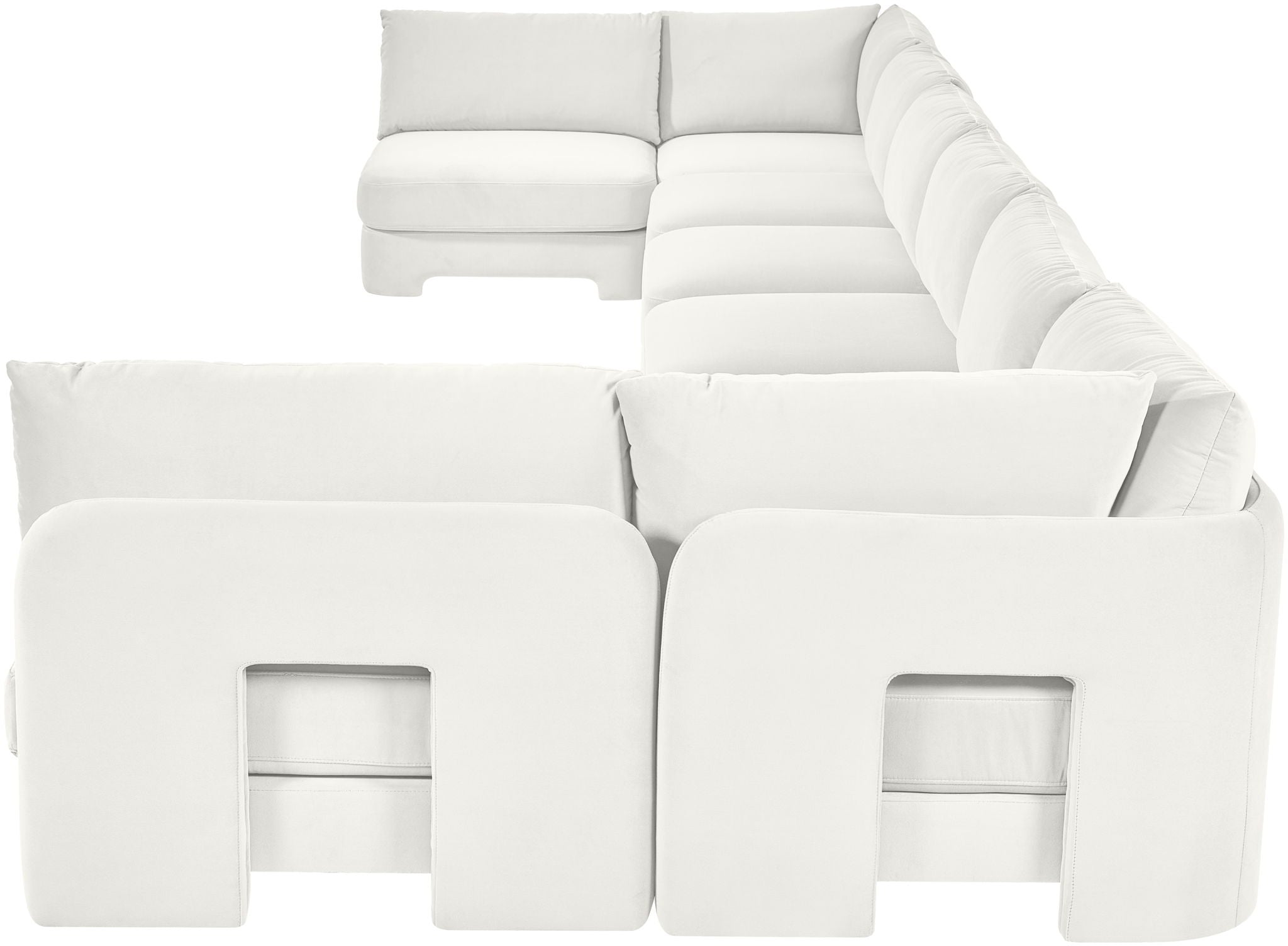 Hammond - Velvet Performance Fabric Upholstered 8 Piece U-Shaped Armless Sectional - Beige