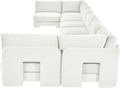 Hammond - Velvet Performance Fabric Upholstered 8 Piece U-Shaped Armless Sectional - Beige