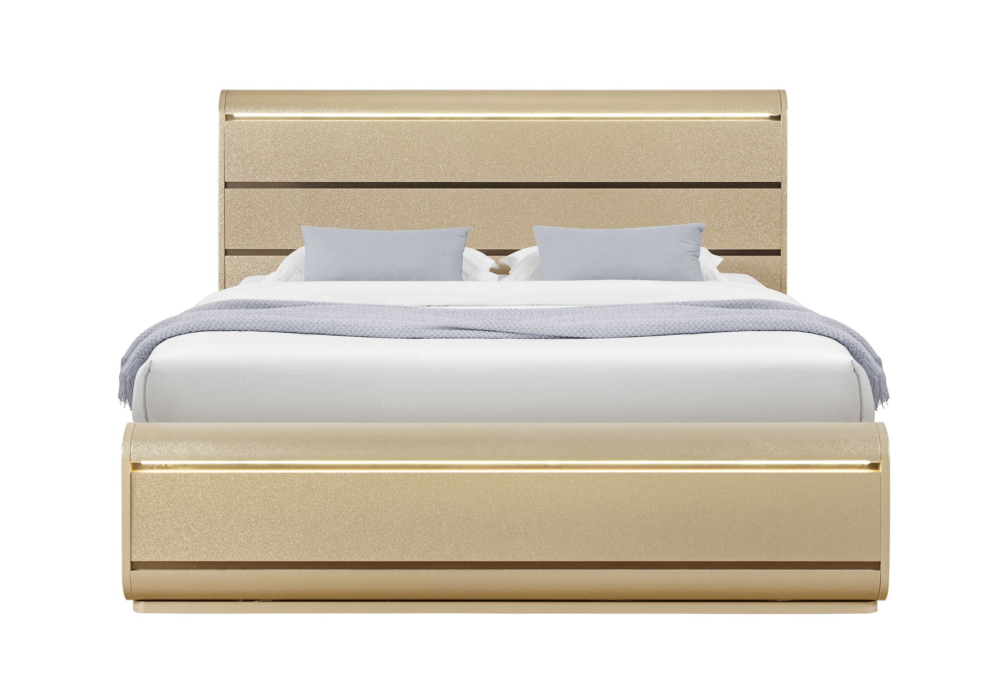 Genesis - Full Bed With LED - Gold
