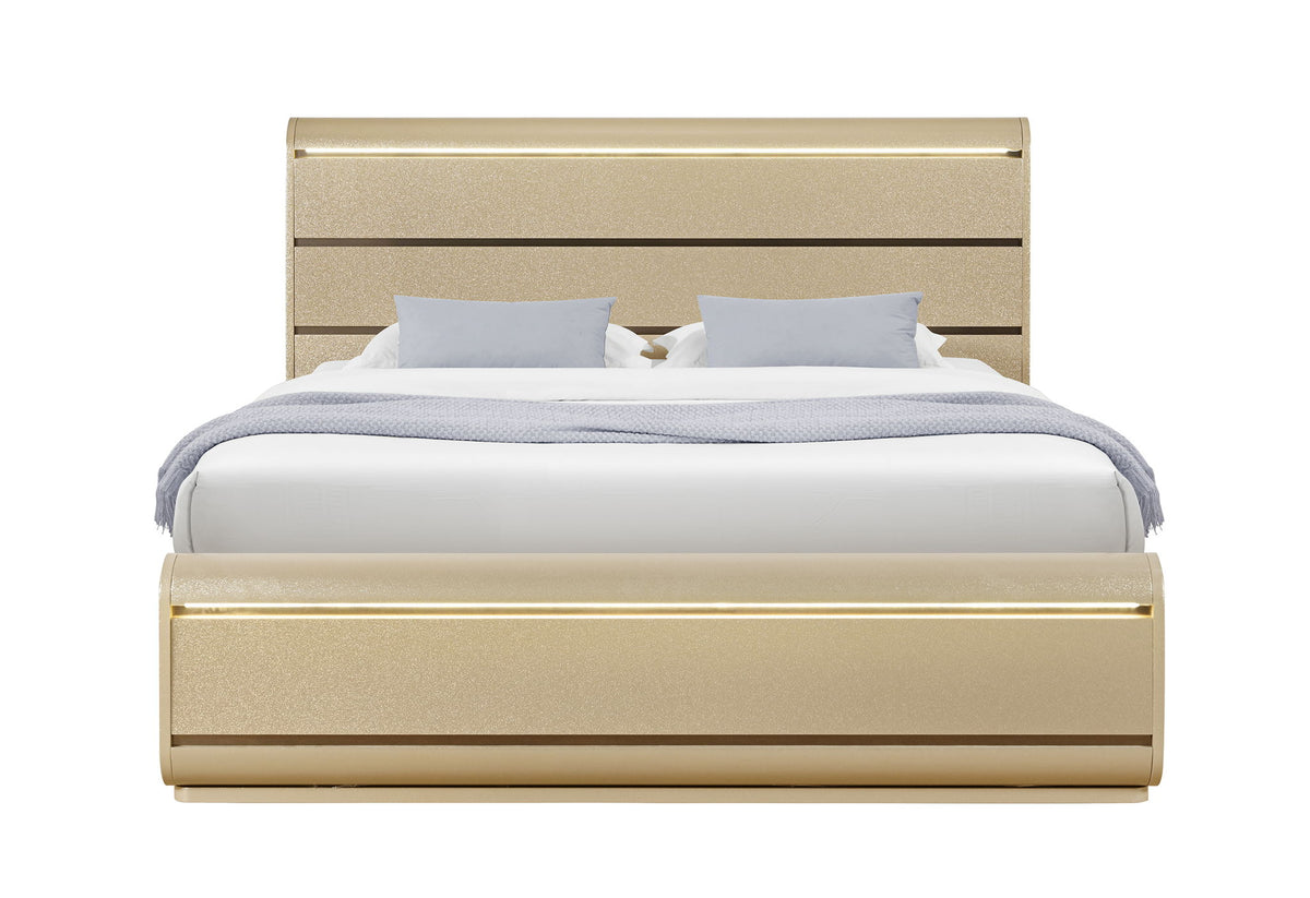 Genesis - King Bed With LED - Gold