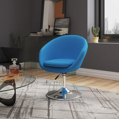 Modern Upholstered Swivel Lounge Chair With Base And Adjustable Height - Blue
