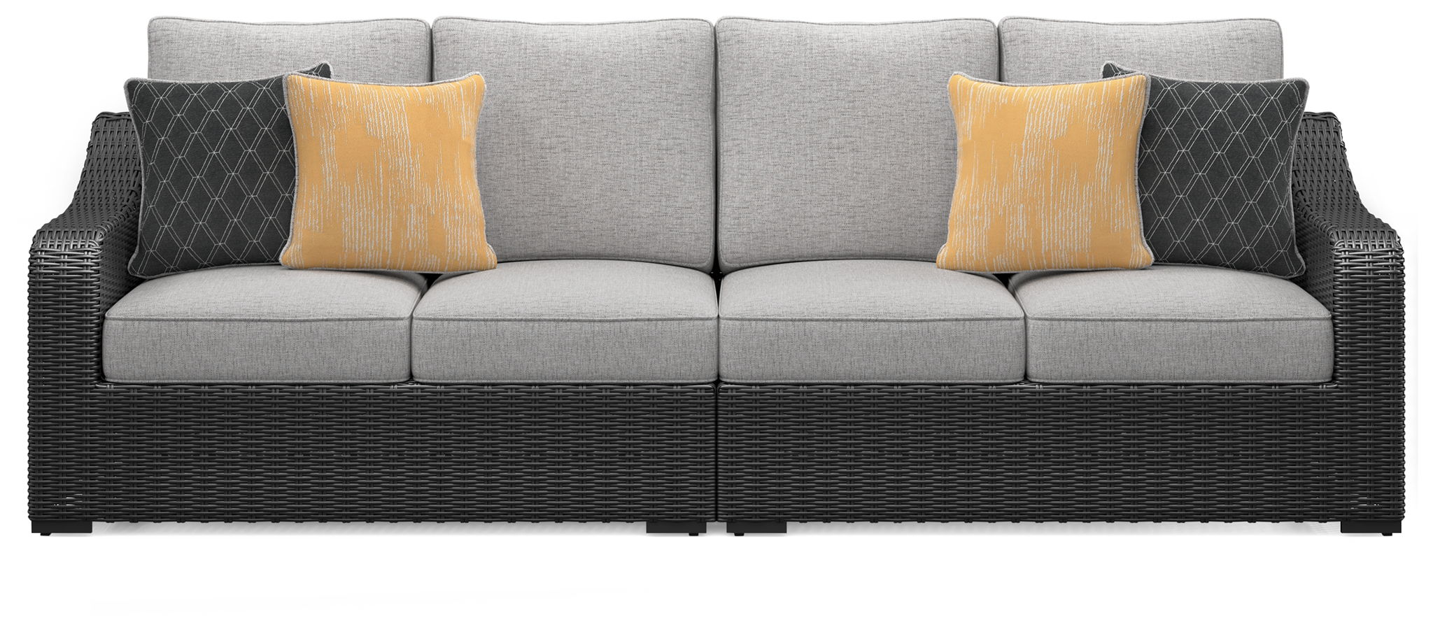 Beachcroft - Black / Light Gray - 2-Piece Outdoor Loveseat with Cushion