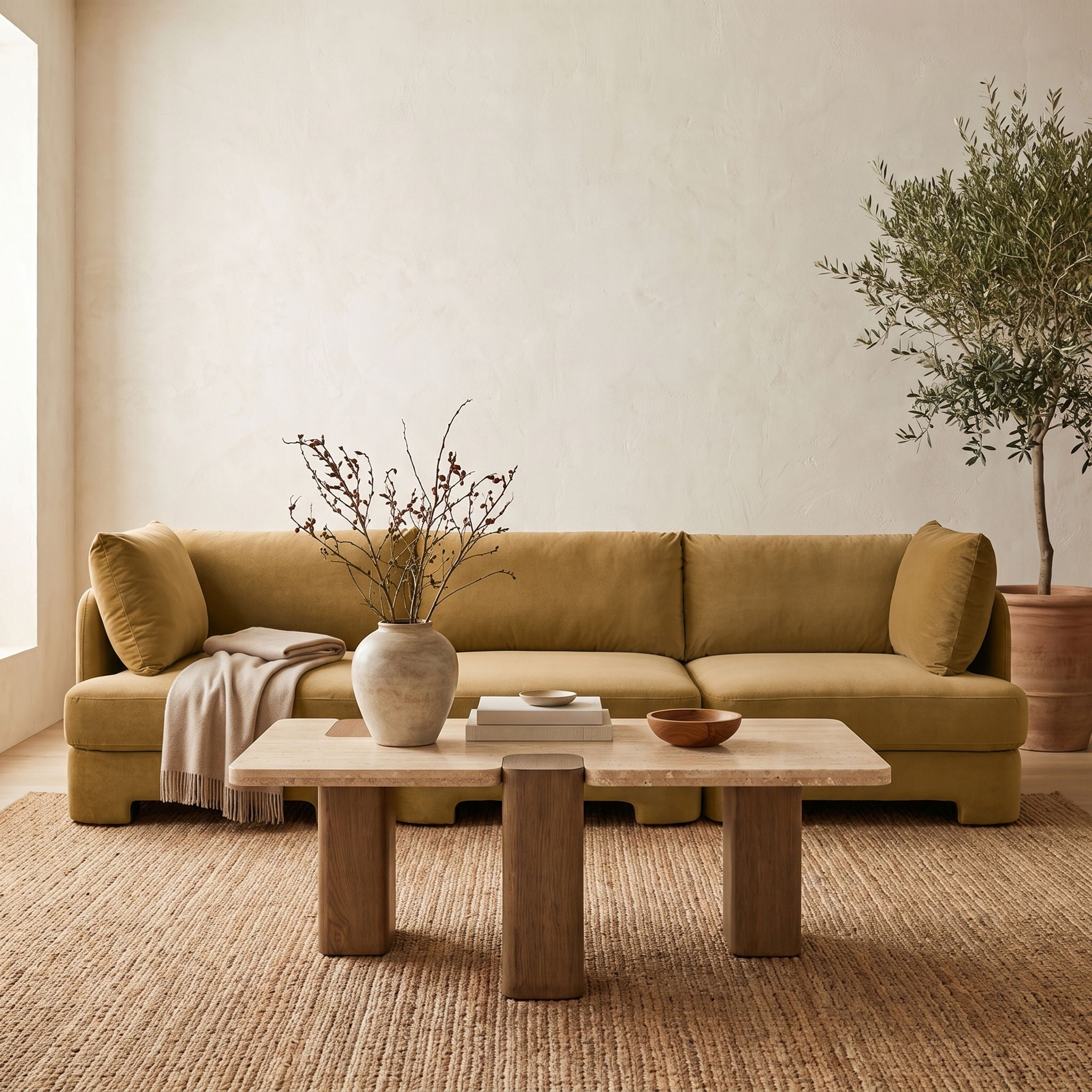 Hammond - Velvet Performance Fabric Upholstered 3 Piece Sofa