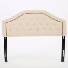 Queen & Full Size Headboard With Diamond Tufting And Nailhead Trim - Beige