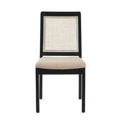 Modern Solid Wood Dining Chair With Rattan Inset Back (Set of 2)