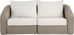 Seacrest - Olefin Water Resistant Fabric And Wicker 2 Piece Outdoor Patio Modular Loveseat