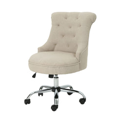 Fidelity - Upholstered Office Chair With Sloped Arms And Rolled Backrest - Wheat / Chrome