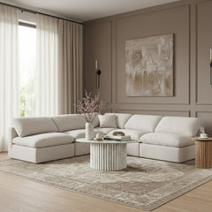 Indulge - Linen 5 Piece Modular Corner Armless Sectional