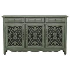 Madeline - 3-Drawer Scrollwork Accent Cabinet - Antique Green