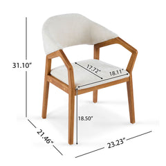 Indoor Upholstered Dining Armchair (Set of 2) - Beige / Teak