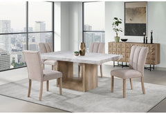 D02 - 7 Piece Dining Room Set (Dining Table And 6 Dining Chairs) - Beige / Natural